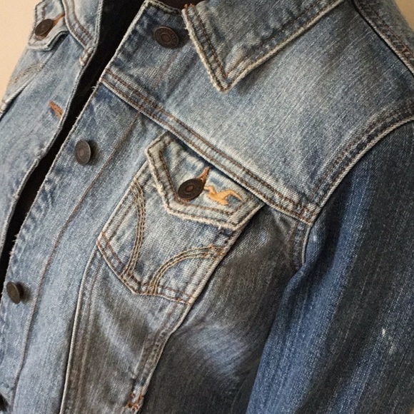Hollister Surf 1972 Blue Long Sleeve Collared Denim Jacket Size Medium - Picture 15 of 16